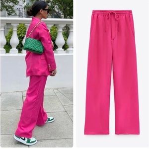 Pink Fuchsia flowy pants Zara
